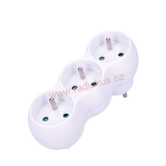 Rozbočovací zásuvka 3× kulatá, bílá