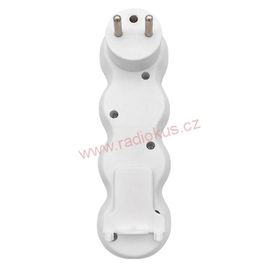 Rozbočovací zásuvkas 3× kulatá, s vypínačem bílá