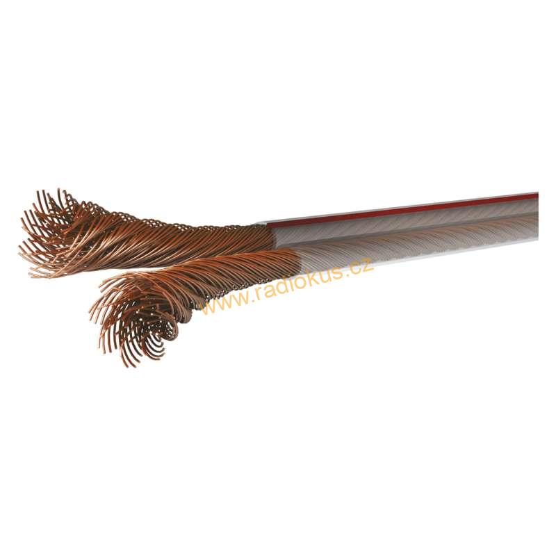 Dvojlinka nestíněná 2x0,75mm2 reproduktorová OFC , transparentní