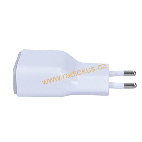 USB nabíjecí adaptér, fast charge : 1x USB Qualcomm, 5V2A/9V1.5A/12V1A, AC 230V, bílošedý