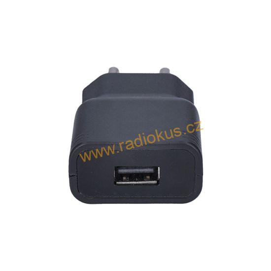 USB nabíjecí adaptér, 1x USB, 2400mA, AC 230V, černý