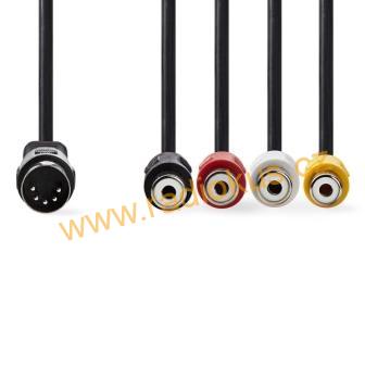 Kabel DIN 5 vidlice / 4 x CINCH zásuvka 0,2m