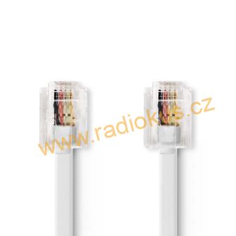 Telefonní kabel RJ11 vidlice / RJ11 vidlice 20m bílý