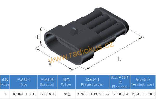 Konektor vodotěsný 4P , sada vidlice + zásuvka