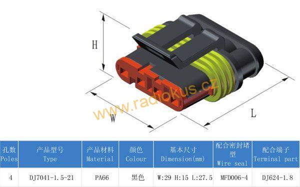 Konektor vodotěsný 4P , sada vidlice + zásuvka