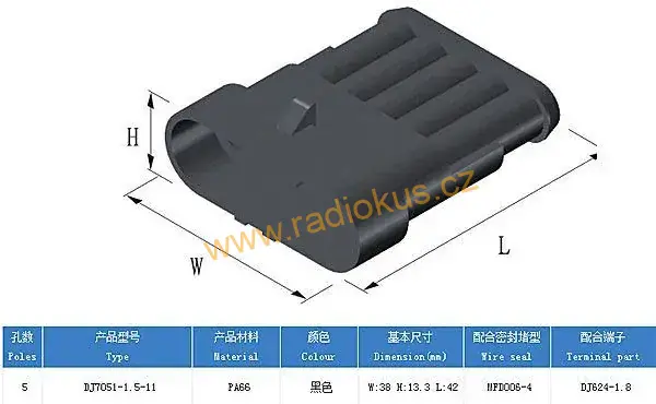 Konektor vodotěsný 5P , sada vidlice + zásuvka
