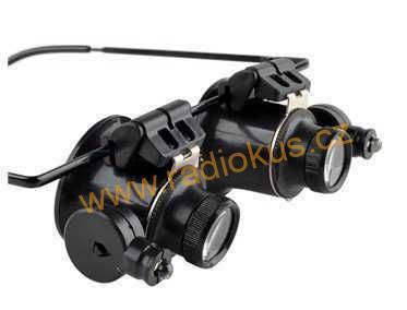 Zvětšovací brýle - binokulární lupa se zvětšením 20x a osvětlením