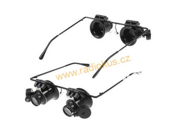 Zvětšovací brýle - binokulární lupa se zvětšením 20x a osvětlením