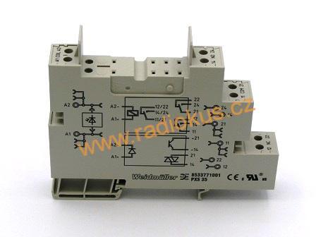 Patice pro relé na DIN lištu , 8 pinová , 8A/300V AC 