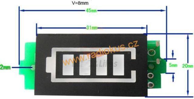 M 448B - Indikátor stavu nabití pro 3 článek Li-Ion nebo Li-Pol