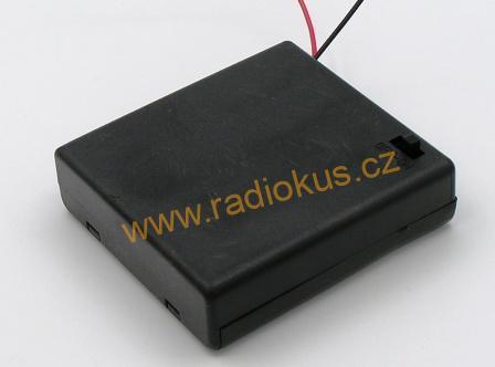 Držák 3 x AA plastový , s víčkem a vypínačem , vodiče