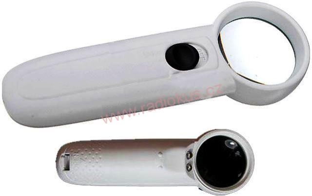 Lupa s osvětlením LED,průměr 37mm, zvětšení 15x , napájení 2xAAA