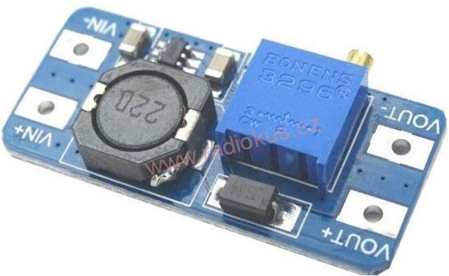 M 407 - Napájecí modul, step-up měnič vst. 2–24V výst.2–24V / max.2A s MT3608