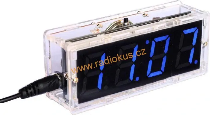 Digitální hodiny LED- modré s teploměrem a reproduktorem - stavebnice