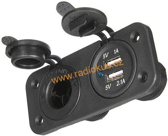 Panel se zásuvkou 12V CL + USB A 2,1A + 1A