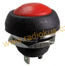 Spínač tlačítkový OFF - ( ON ) , červený , 1A/250V , plast