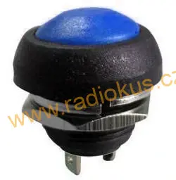 Spínač tlačítkový OFF - ( ON ) , modrý , 1A/250V , plast