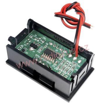 Voltmetr panelový LED modrý, 3,5-30V, 2 vývody