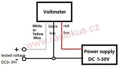 Voltmetr panelový LED modrý, 0-30V, 3 vývody