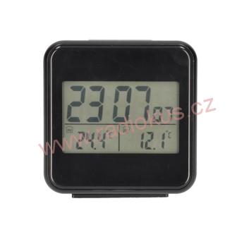 Bezdrátový teploměr,vnitřní/venkovní teplota, čas, budík, černý