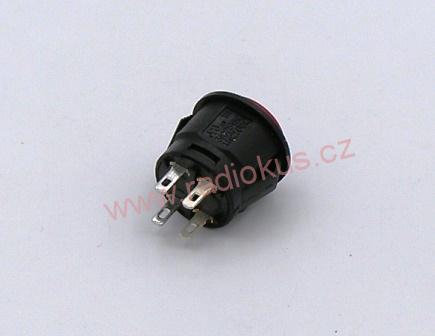 Spínač tlačítkový ON - OFF , s LED 12V, červený , 1,5A/250V 
