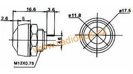 Spínač tlačítkový OFF - ( ON ) , červený , 1A/250V , plast