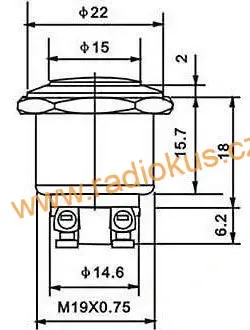 Spínač tlačítkový OFF - ( ON ) bez aretace, kovový , 2A/250V , Antivandal provedení , vypouklý hmatník