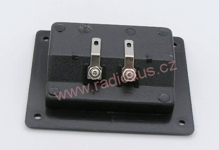 Reproterminál se svorkami pro 4 mm banánek v plastu, 2 pólový , hranatý