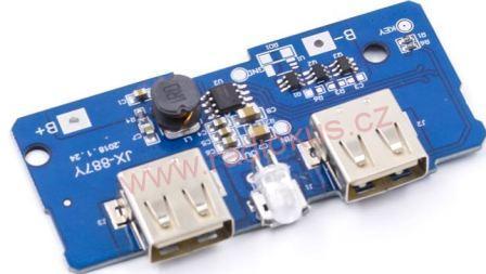M 404 - Napájecí modul, step-up měnič vst. 3,7V  výst. 5V +nabíječka Li-Ion