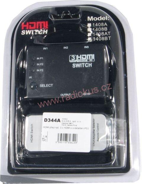 HDMI přepínač 3 portový s dálkovým ovládáním