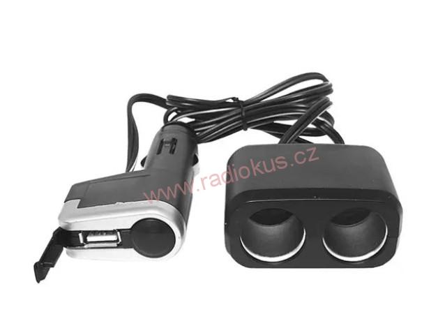 Rozbočovač CL autozásuvky 12V + USB