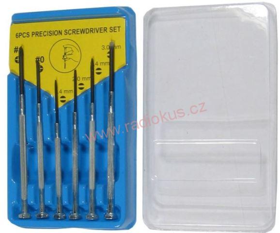 Sada hodinářských šroubováků, 2x křížový + 4x plochý