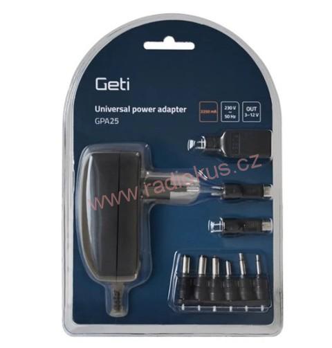 Univerzální síťový adaptér 2250mA, stabilizovaný, výměnné konektory , GETI