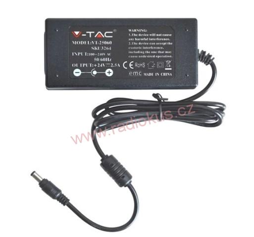 Zdroj spínaný 24V / 2,5A DC s konektorem DC 5,5x2,1mm