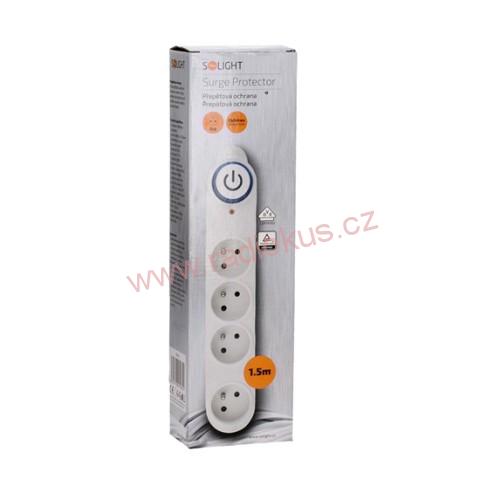 Přepěťová ochrana, 150J, 4 zásuvky, 1,5m, bílá