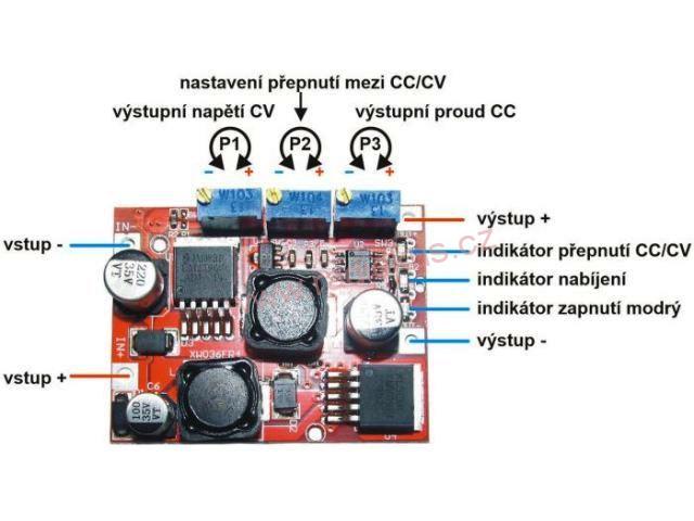 M 397A napájecí modul step-up / step - down měnič CC/CV 3A DC-DC nabíječka , vst. 4-35V , výst. 1,25-25V / 2A