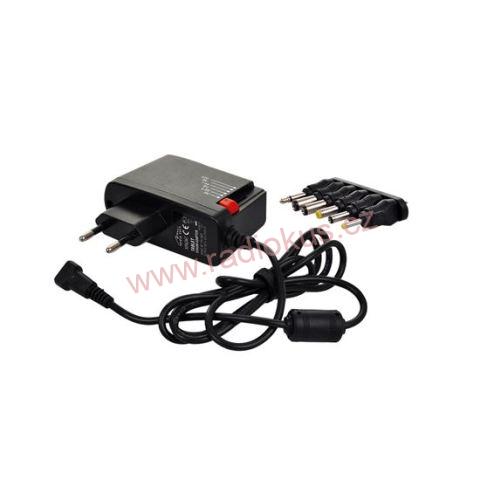Univerzální síťový adaptér 3-12V/1000mA, stabilizovaný, výměnné konektory
