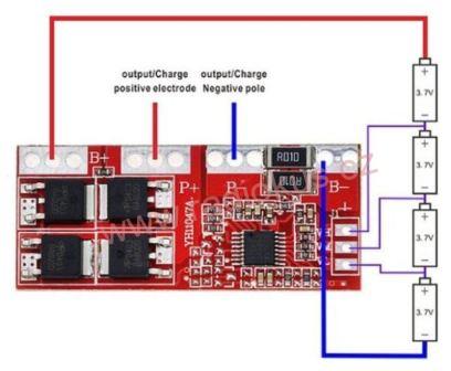 M 402D Ochranný obvod a balancér pro 4 Li-Ion články 18650, proud do 30A