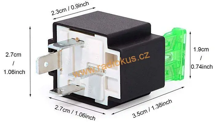 Autorelé 12V DC , 1 x spínací kontakt , 40A / 12V , s pojistkou 30A