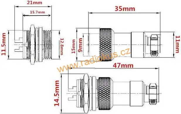 Vidlice panelová 4 pinová GX12