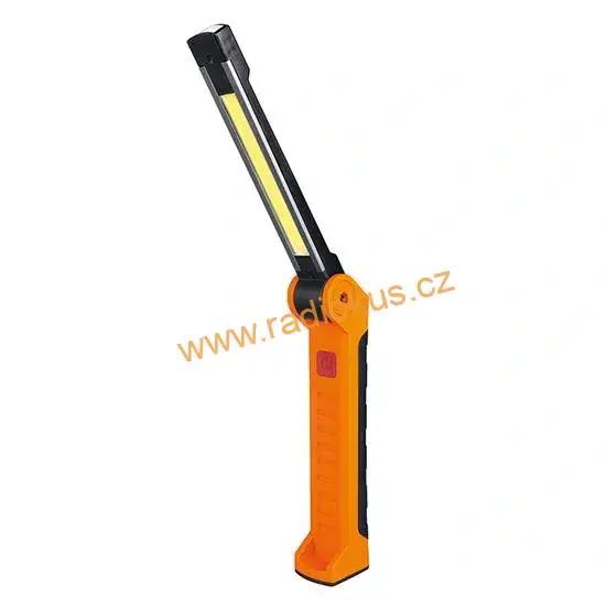 Pracovní nabíjecí LED lampa, 500lm + 70lm, COB, Li-Ion, USB, černooranžová