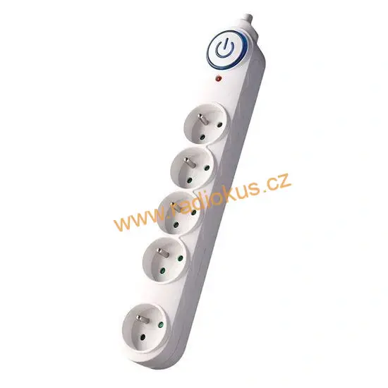 Přepěťová ochrana, 150J, 5 zásuvek, 3m, bílá