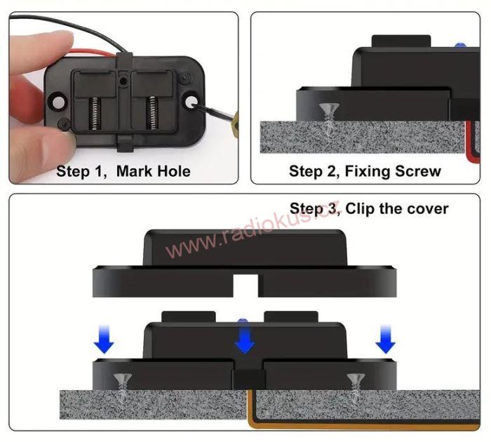 Napájecí USB zdroj vestavný 12-24V - USB-A QC + USB-C PD