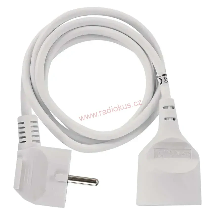 Prodlužovací kabel – 1 zásuvka, 3m, 10A/250V , bílý