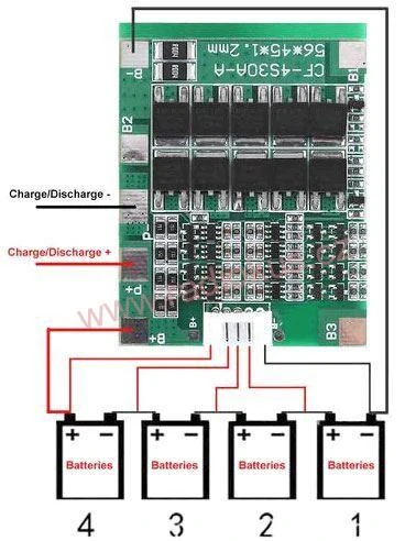 M 402B Ochranný obvod a balancér pro 4 Li-Ion články 18650, proud do 30A