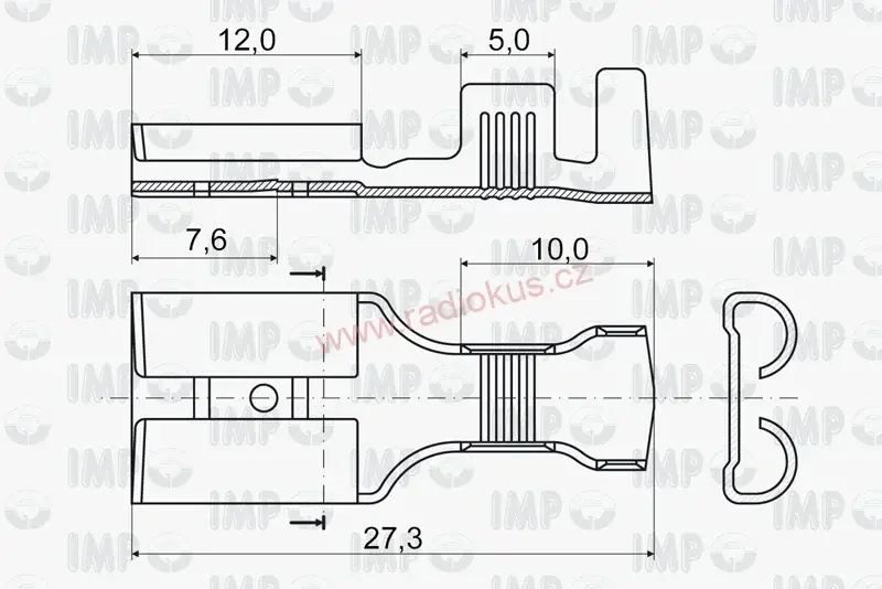 Faston 9,5mm zásuvka poloizolovaná , žlutá