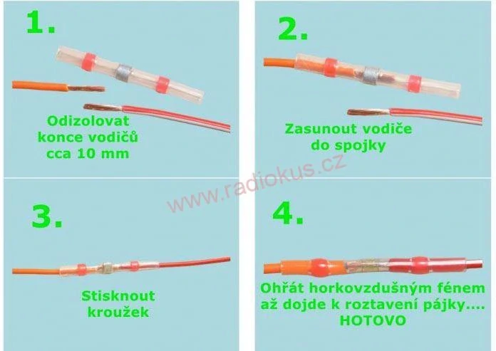 Kabelová spojka smršťovací pájecí s cínem červená 0,5 - 1,0mm