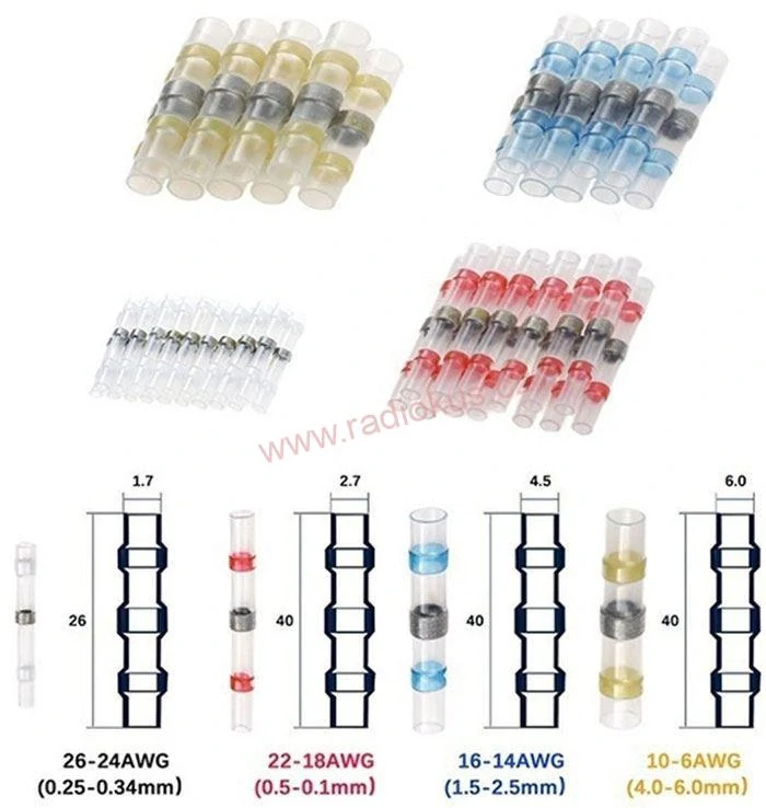 Smršťovací pájecí kabelové spojky s cínem, sada 50ks