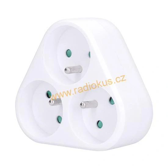 Rozbočovací zásuvka 3× kulatá, bílá
