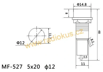 MF-527 pojistkové pouzdro pojistky 5x20mm